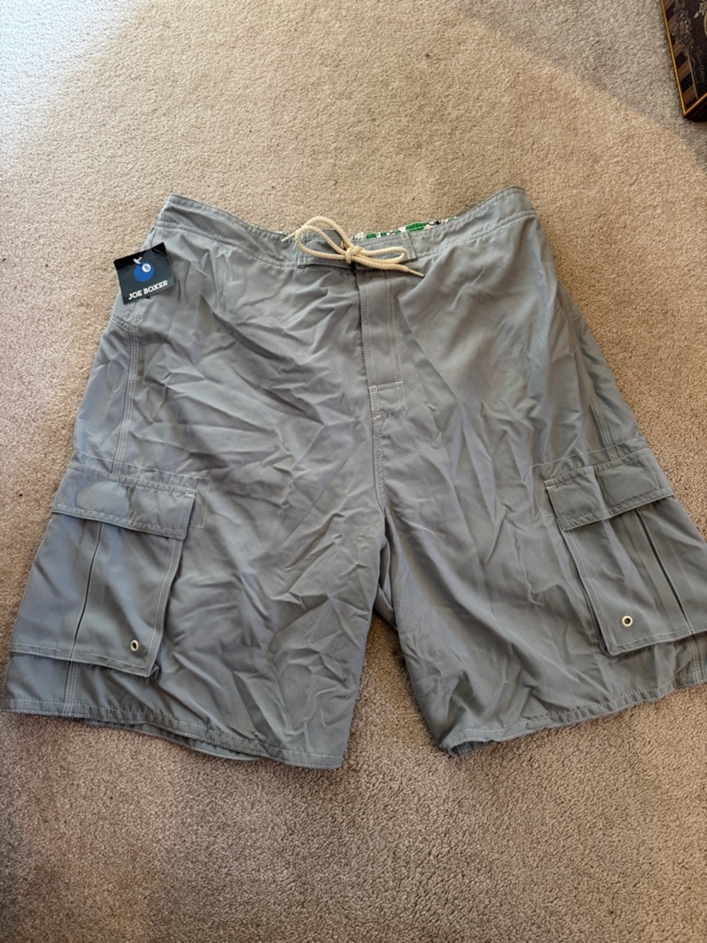 Joe Boxer Men's Light Gray Cargo Swim Trunks
